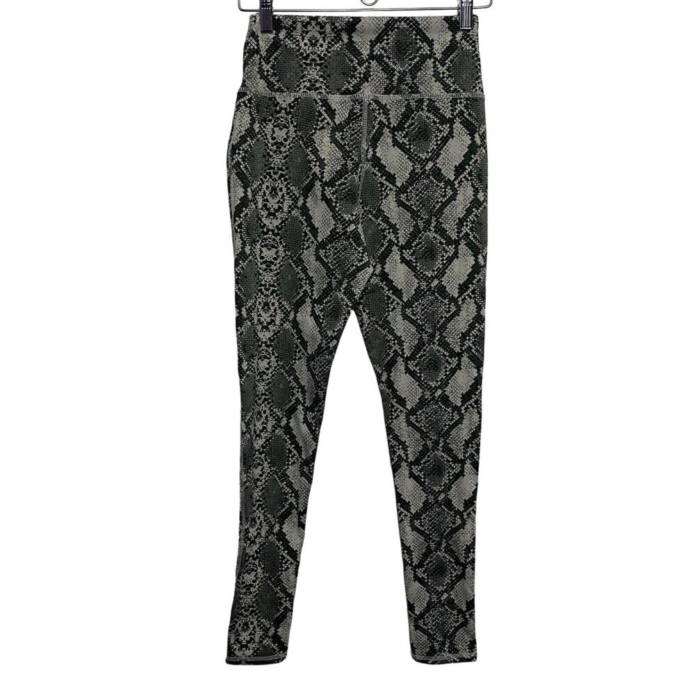 XPBX PRO Women's Leggings Gray Black Snake Print Sz Small S Overlap Cross Front